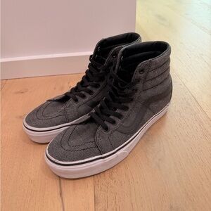 Vans Men’s Sk8-Hi Herringbone High-Top Sneakers in Black and Grey